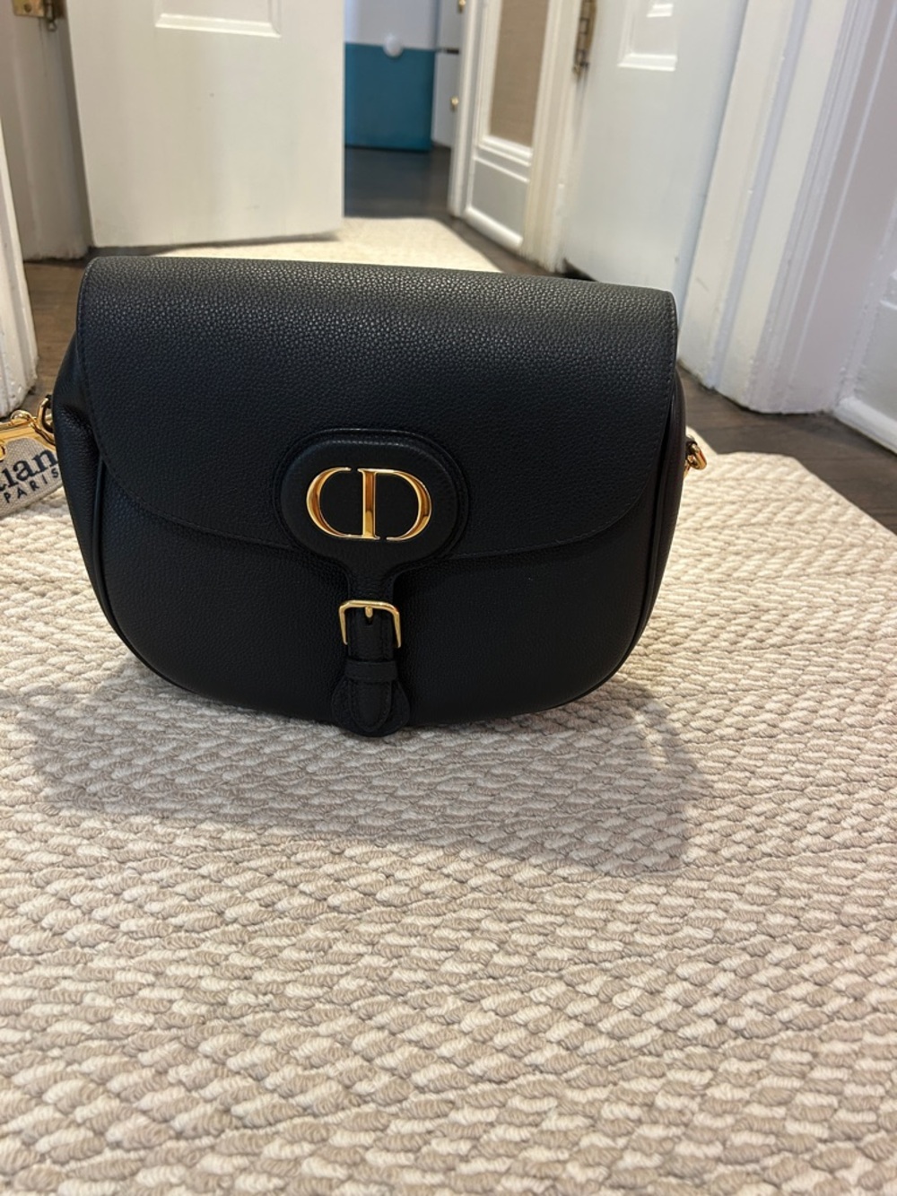 Dior Black Leather Crossbody bobby Bag with Gold CD Accent